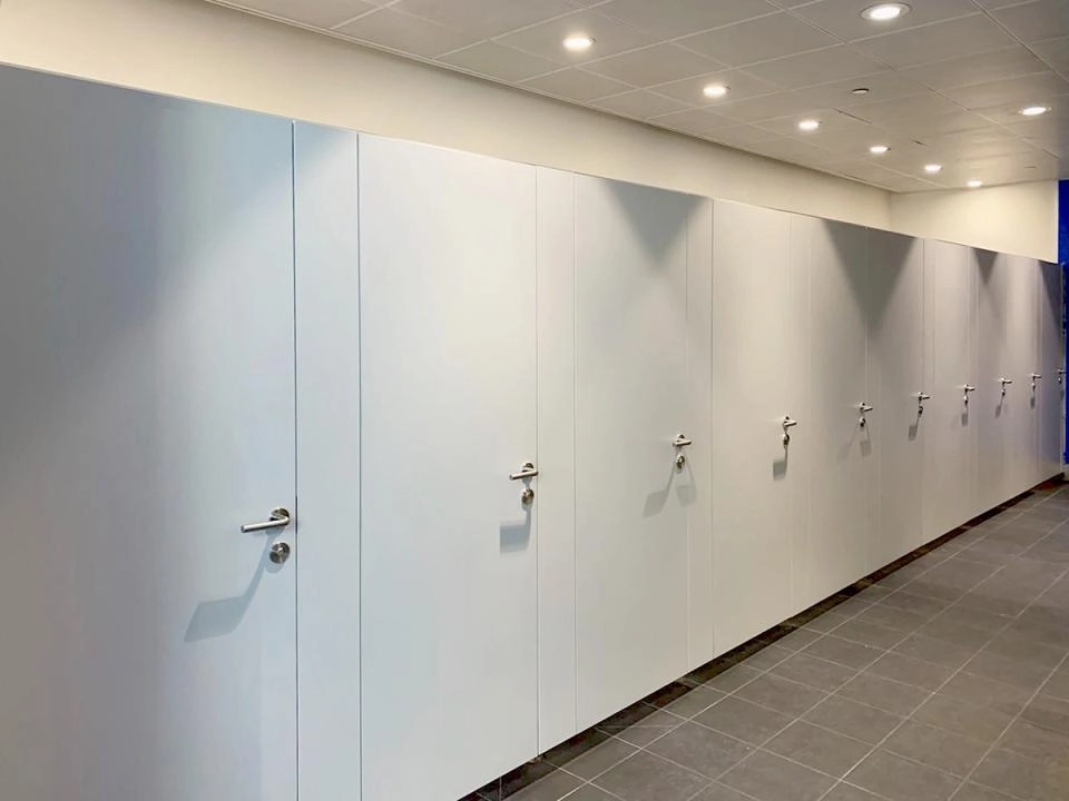 Lift suspended toilet cubicles